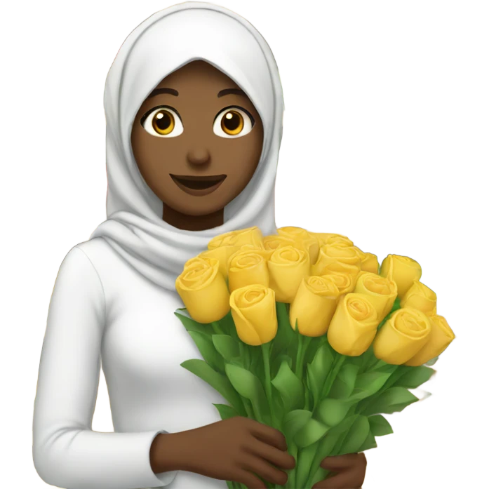 White girl with hijab buying flowers  emoji