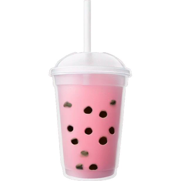 Pink boba with clear cup and white straw emoji