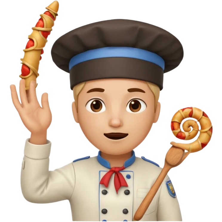  character that is police officer, Chef hat, Expressive body position, Skin or fur, Pepperoni, Frozen, Bus, Tribal outfit, Spiral horn, entertainment, Film studio, hat type, emotion.
 emoji