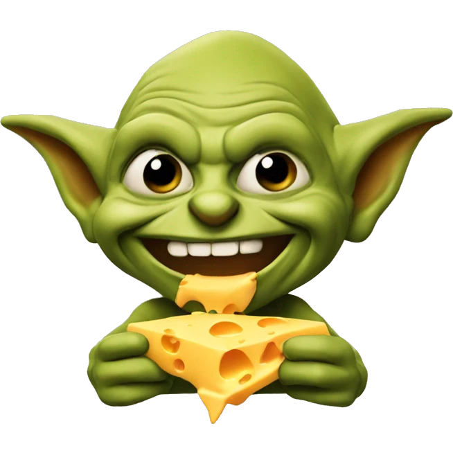 Cheddar goblin eating cheddar emoji