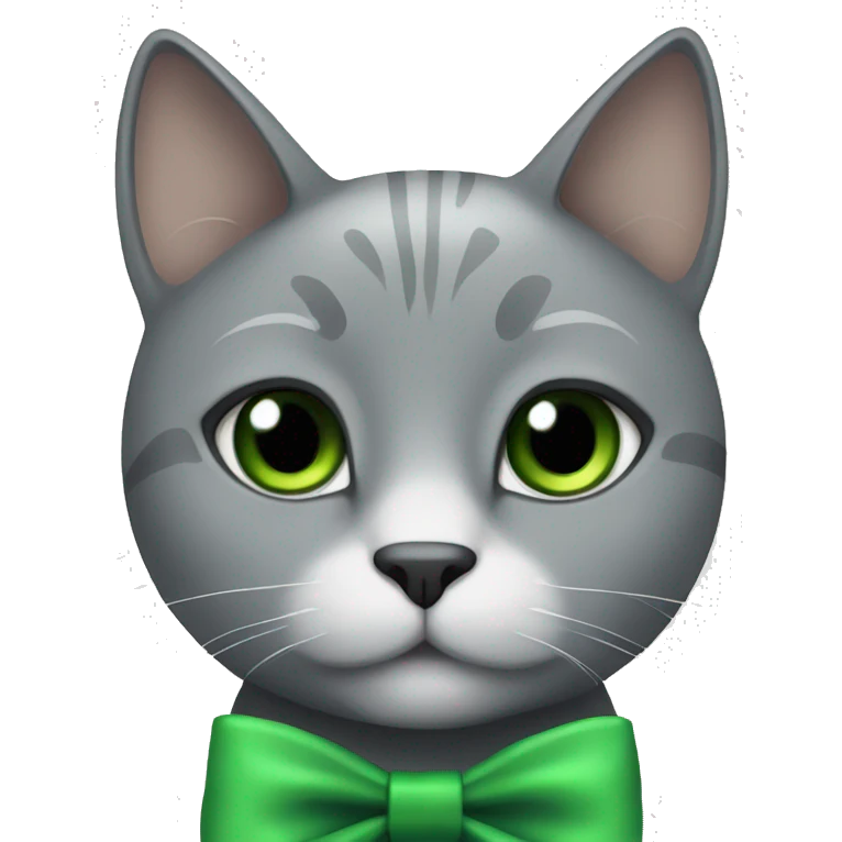 Grey cat with green bow emoji