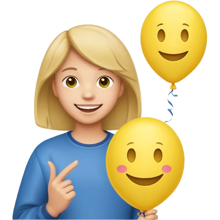 Teen with smiley-face balloon emoji