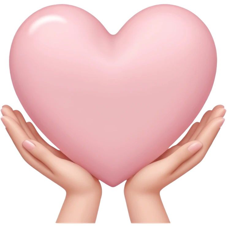 light pink heart laying in white hands emoji