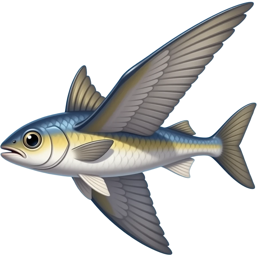 create a flying fish with long fins flyign and wings emoji