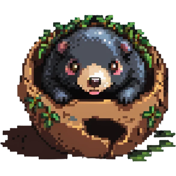 pixel art of a mole peeking out of the earth emoji