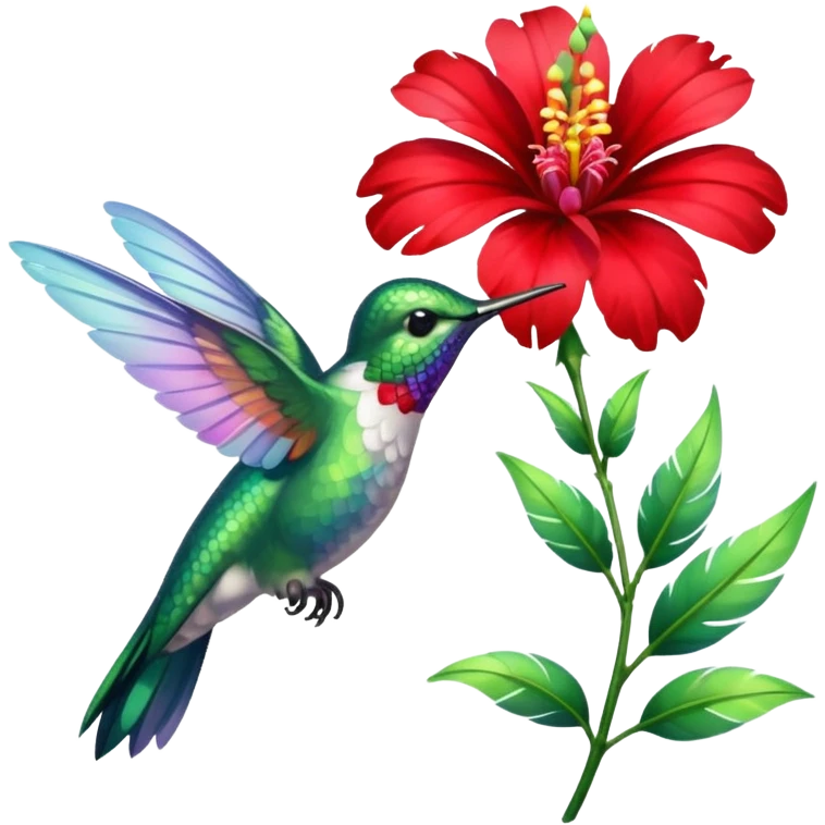 hummingbird drinking nectar from flower emoji
