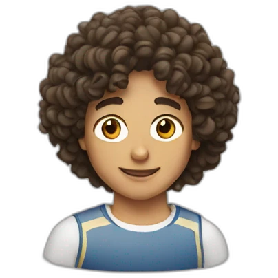 Gilles with curly hair and madrid emoji