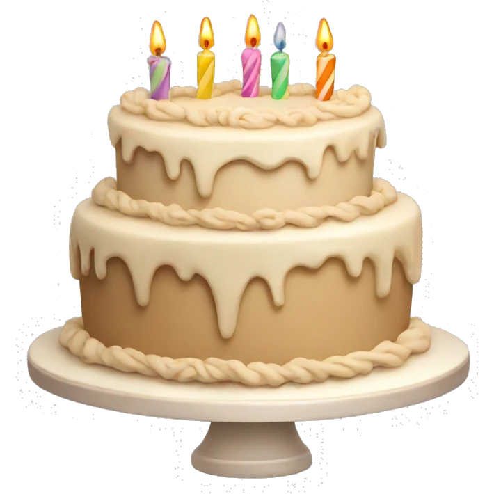 Beige detailed birthday cake emoji