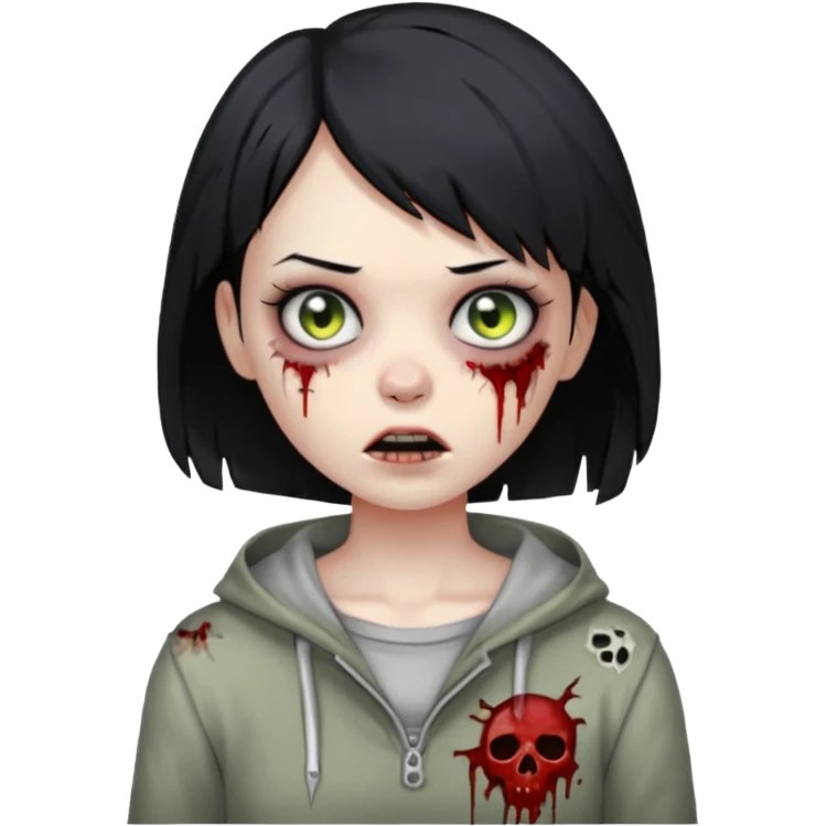 Zombie girl with very short hair emoji