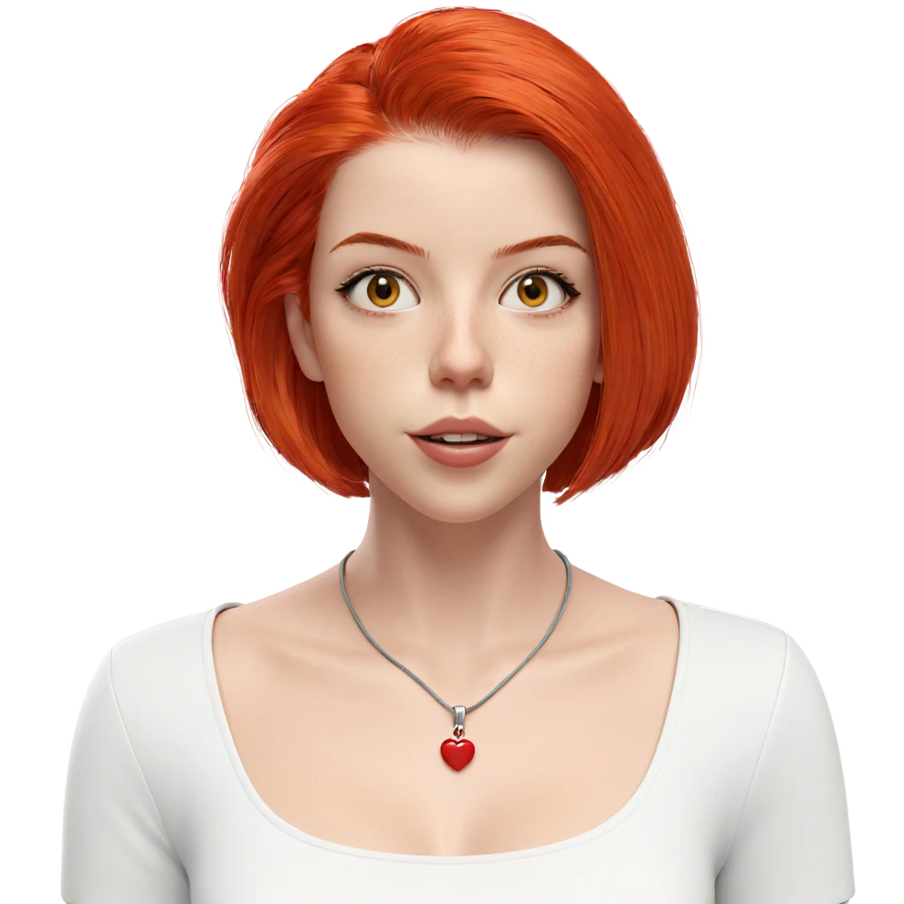 girl with red hair necklace emoji