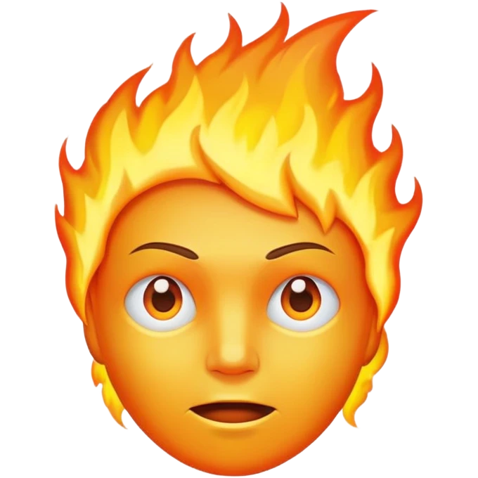 head with fire, expressionless face emoji