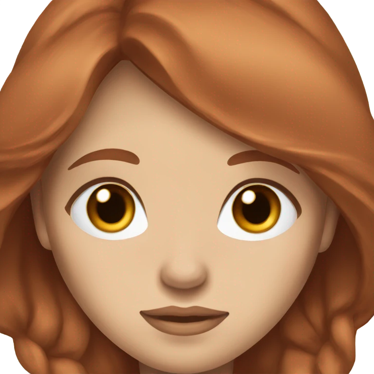 beautiful woman, long red-brown hair, blue eyes, beige skin emoji