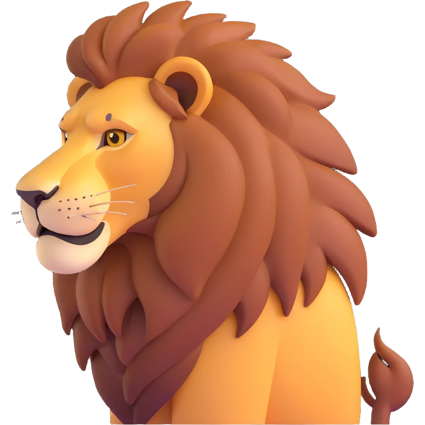 FULL BODY panthera leo male style wild, full flat cute side profile design in 3d soft l centered composition cartoon style128x128 pixels

 emoji