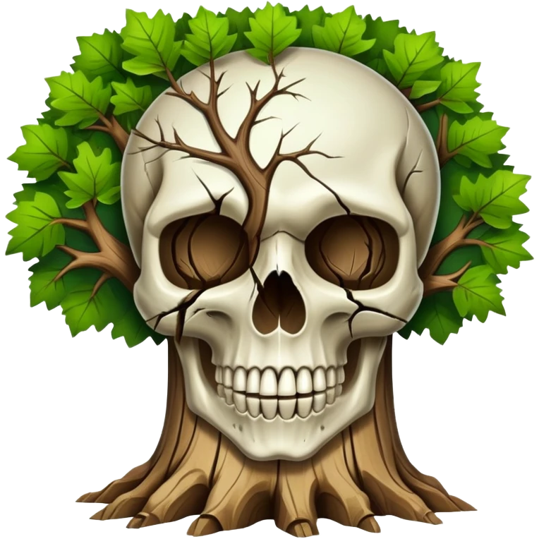 skull with a tree growing out of it emoji