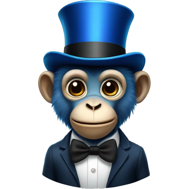 Blue monkey with a top hat emoji