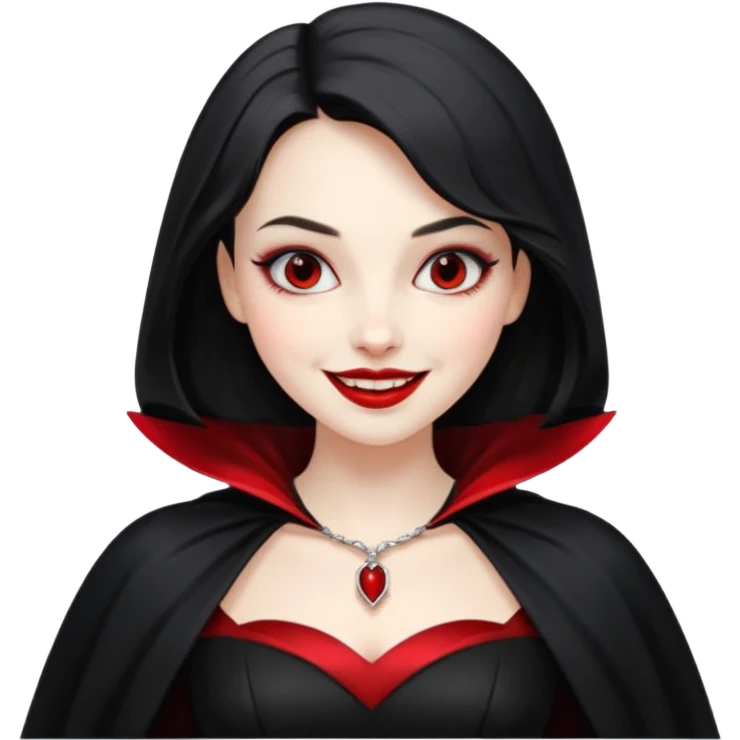 Vampire lady in black dress with cape, smile emoji