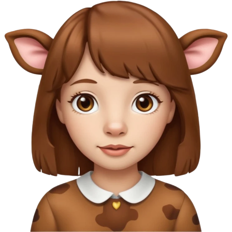 Make a cute girl brown cow with a brown wig and brown eyes emoji