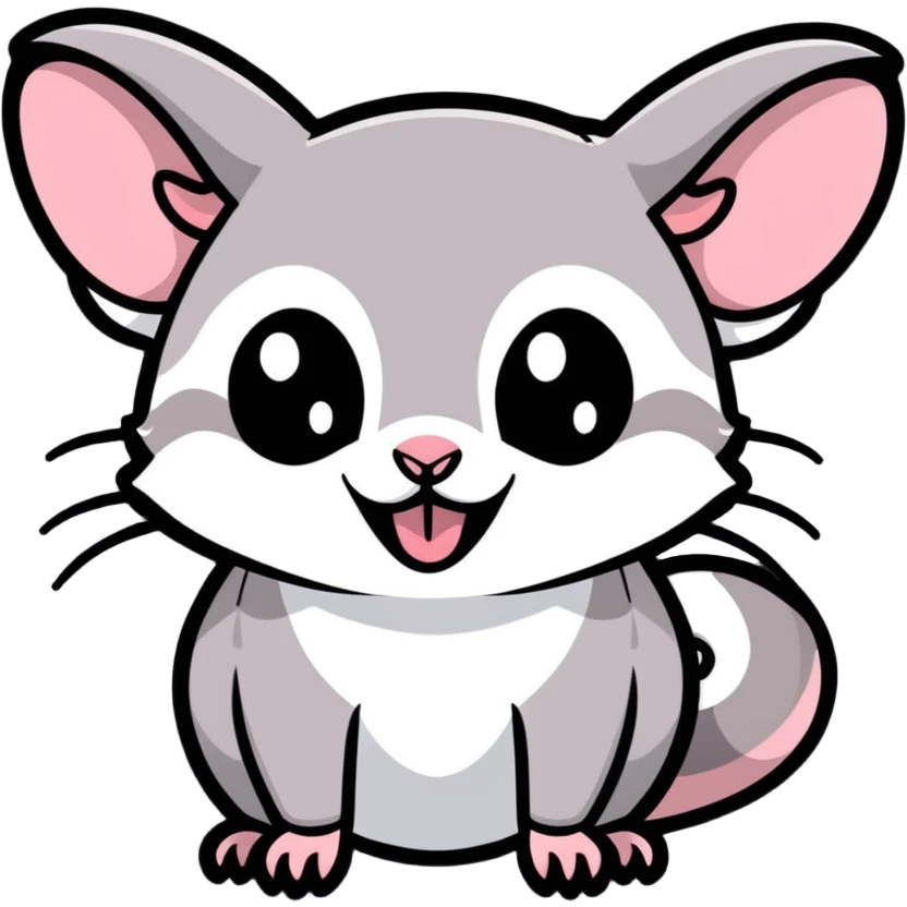cute sugar glider head only, tongue out, classic emoji style, bright and playful emoji