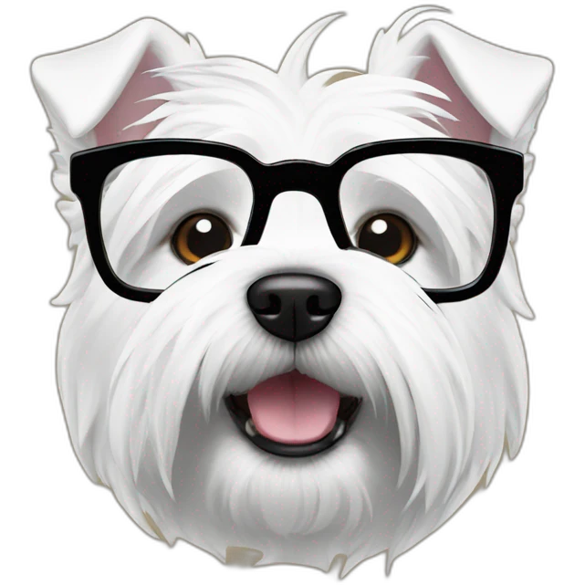 west highland white terrier with glasses emoji
