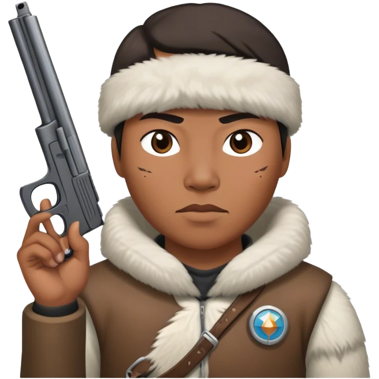 Inuit with a gun emoji