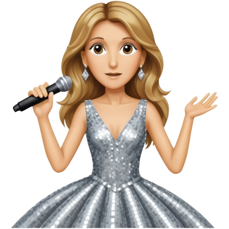 celin dion is singing with mirco and twinkle dresss emoji