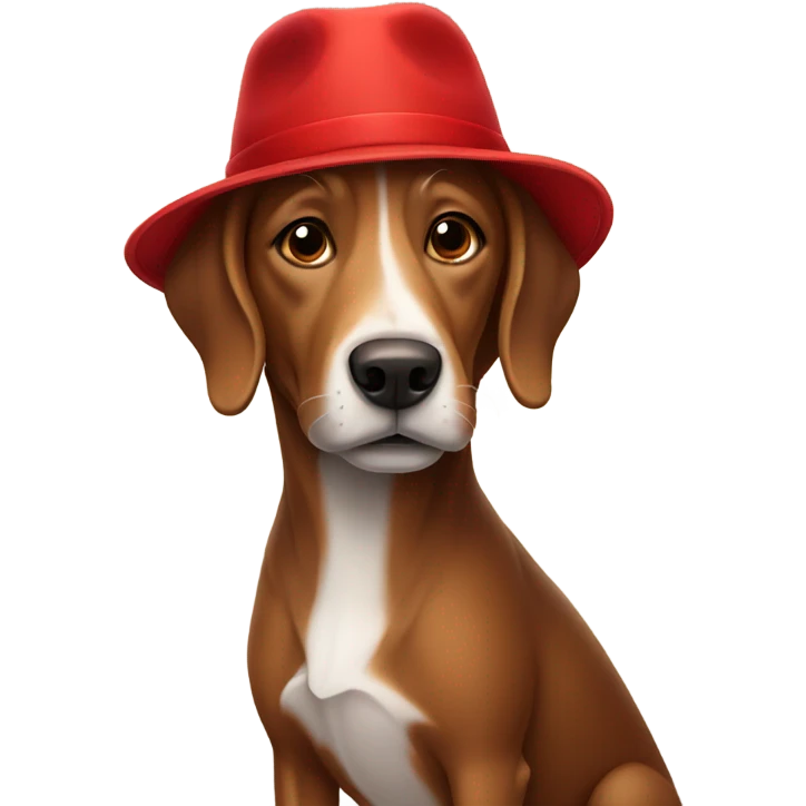 Brown dog with red hat emoji