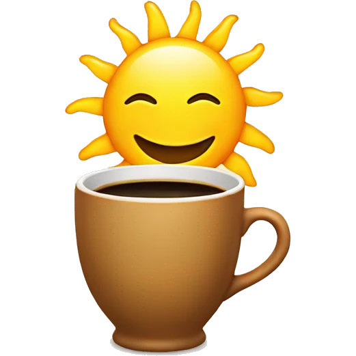 Smiling Sun with a cup of coffee  emoji