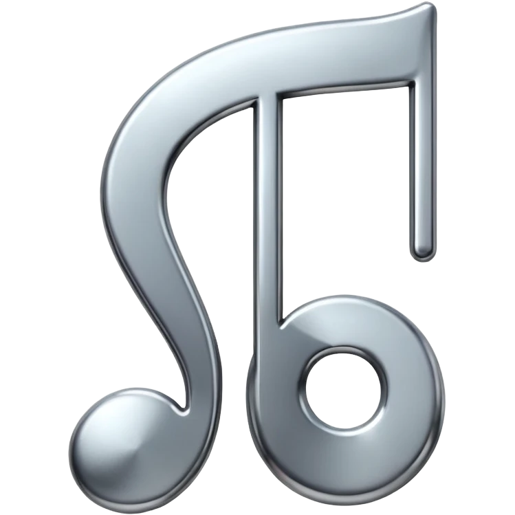 music note with a chromic metal texture, no gold emoji