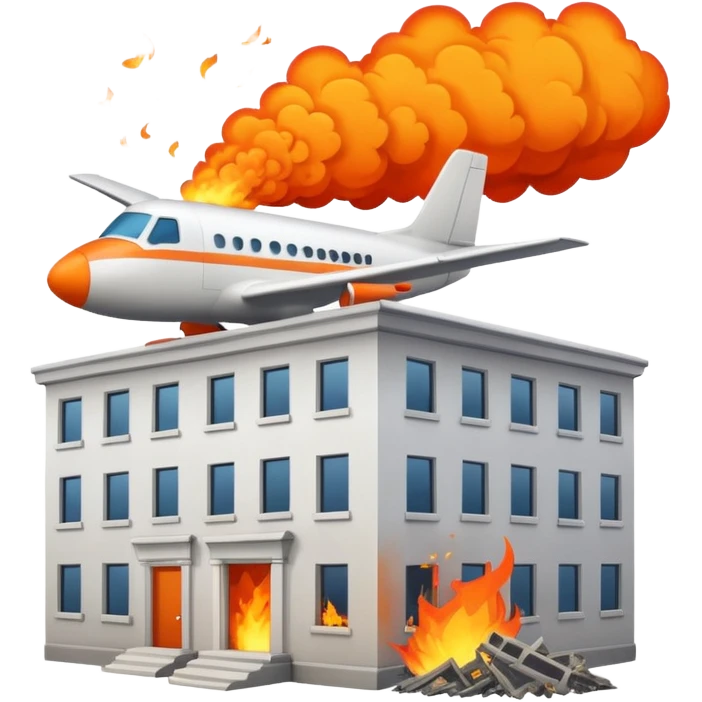 A plane crasing into building emoji
