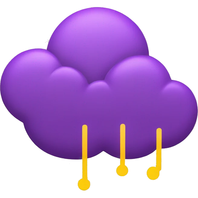 a purple cloud with yellow action lines coming out of it emoji