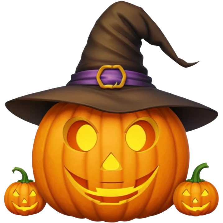 Pumpkin wearing a witch hat emoji