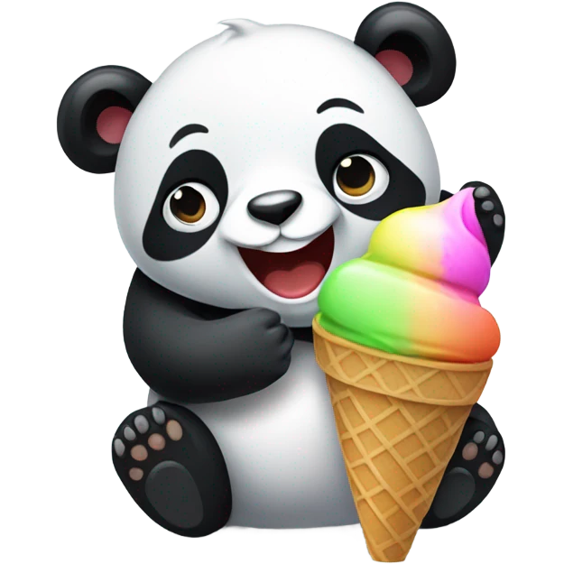 Panda eating ice cream emoji