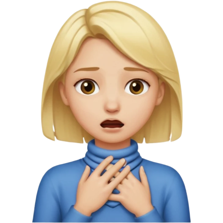 A blonde girl with her hands on her next choking  emoji