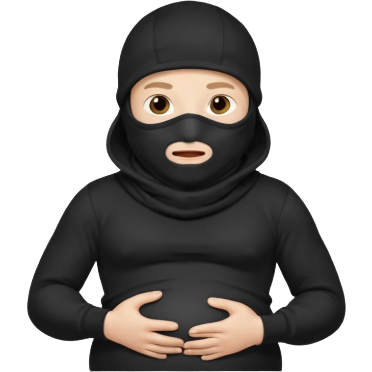 a man who is pregnant and wears a balaclava in his face and we can see his stomach who is bulging and pregnant emoji