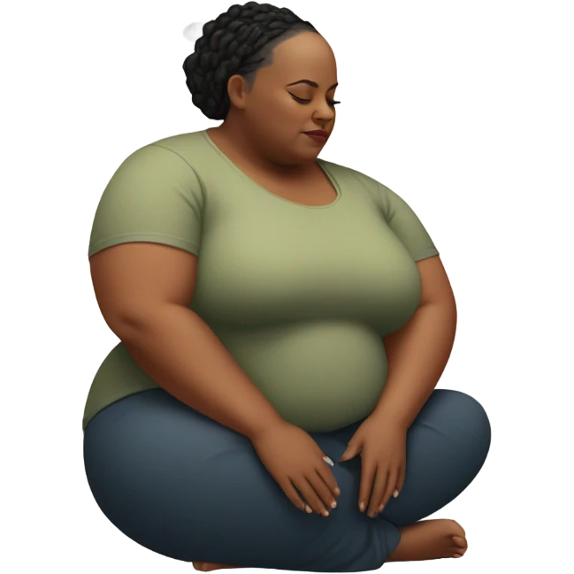 Plus size bald black woman meditating emoji