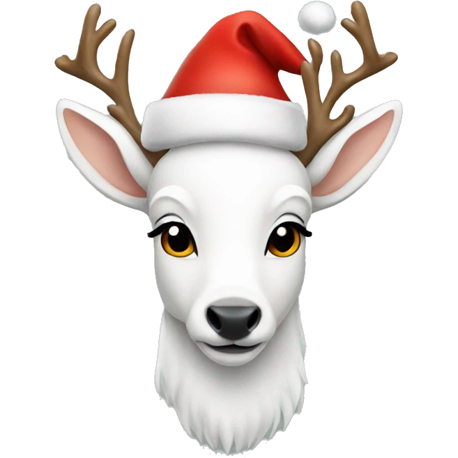 White deer in a Santa Claus hat emoji