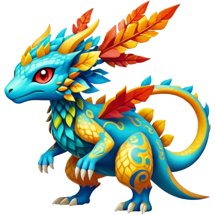 Elemental Exotic Colorful Fantasy Pokémon-Fakémon-hybrid-creature (full body) emoji