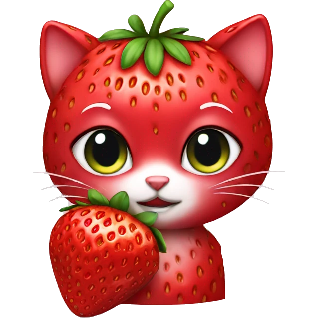 strawberry with kitty emoji