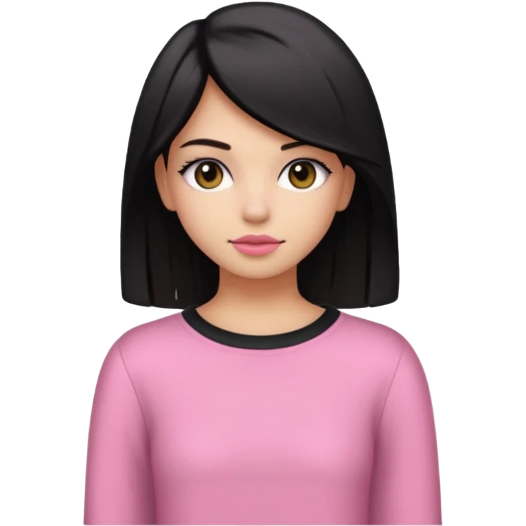 Un emoji de una. Chica linda adolescente vestido rosado pelo corto negro casi por los hombros besando a un chico lindo de pelo y ropa moderna emoji