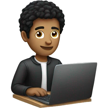 white man with black hair working on his laptop emoji