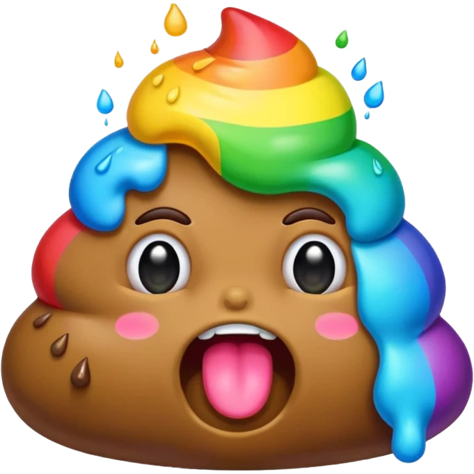 A turd emoji puking up a rainbow, variation with more vibrant colors emoji