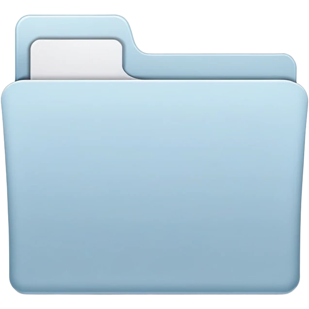 exact default Mac folder icon in light pastel blue color, tab design with shadow emoji