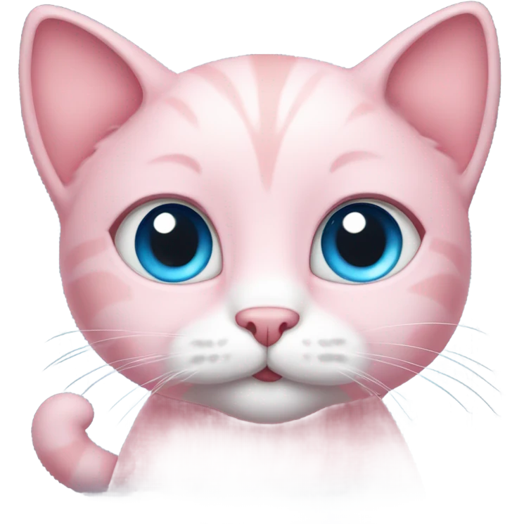 Cute pink cat with blue eyes emoji