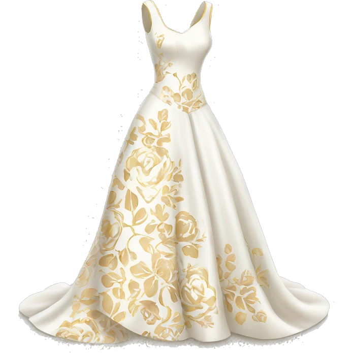 White and gold wedding dress with floral pattern on it  emoji