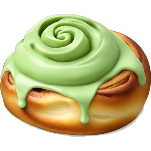 Cinnamon Roll with green pistachio cream on top  emoji