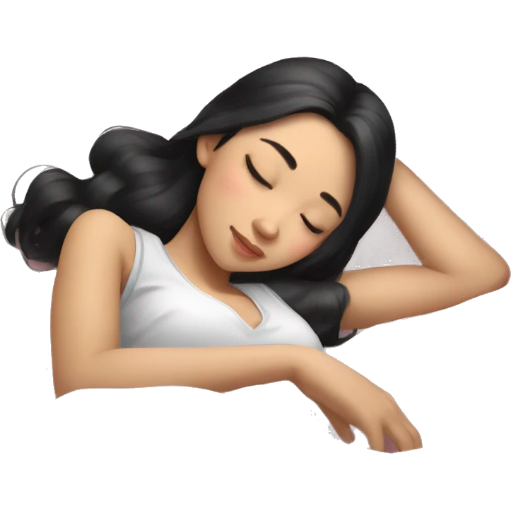Coquette teenage cute asian black hair girl sleeping  emoji