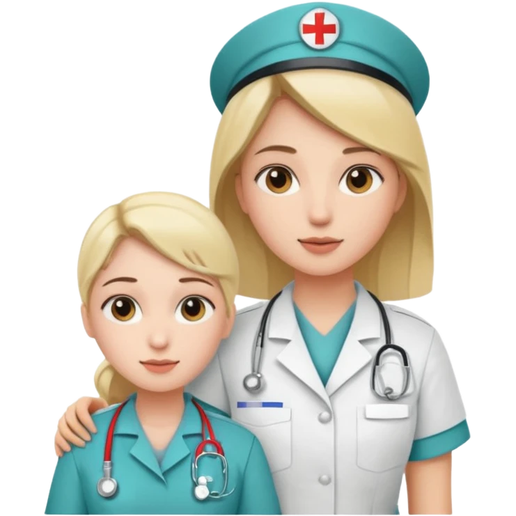 A young medic (woman) attending to a person at the local hospital emoji