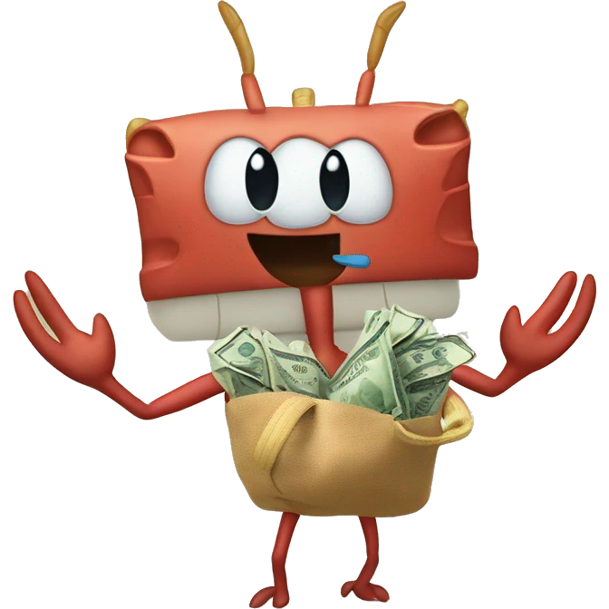 My krabs from SpongeBob holding a bag of money  emoji