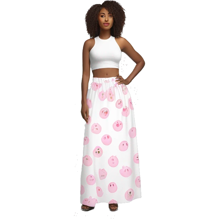 white with soft pink accents Maxi skirt emoji