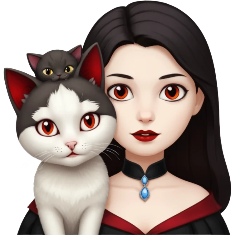 vampire with white cat on shoulder emoji